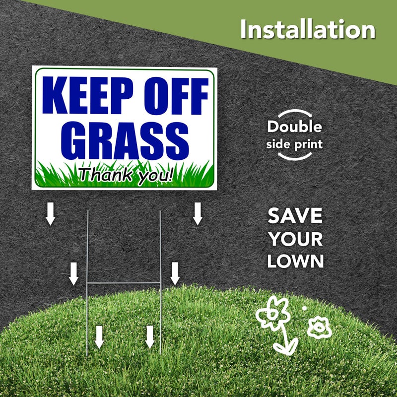 Granatan 3 PC Keep Off Grass Signs for Yard, 8x12 DS Coroplast No Dogs Allowed Sign, Do Not Walk on Grass - Image 5